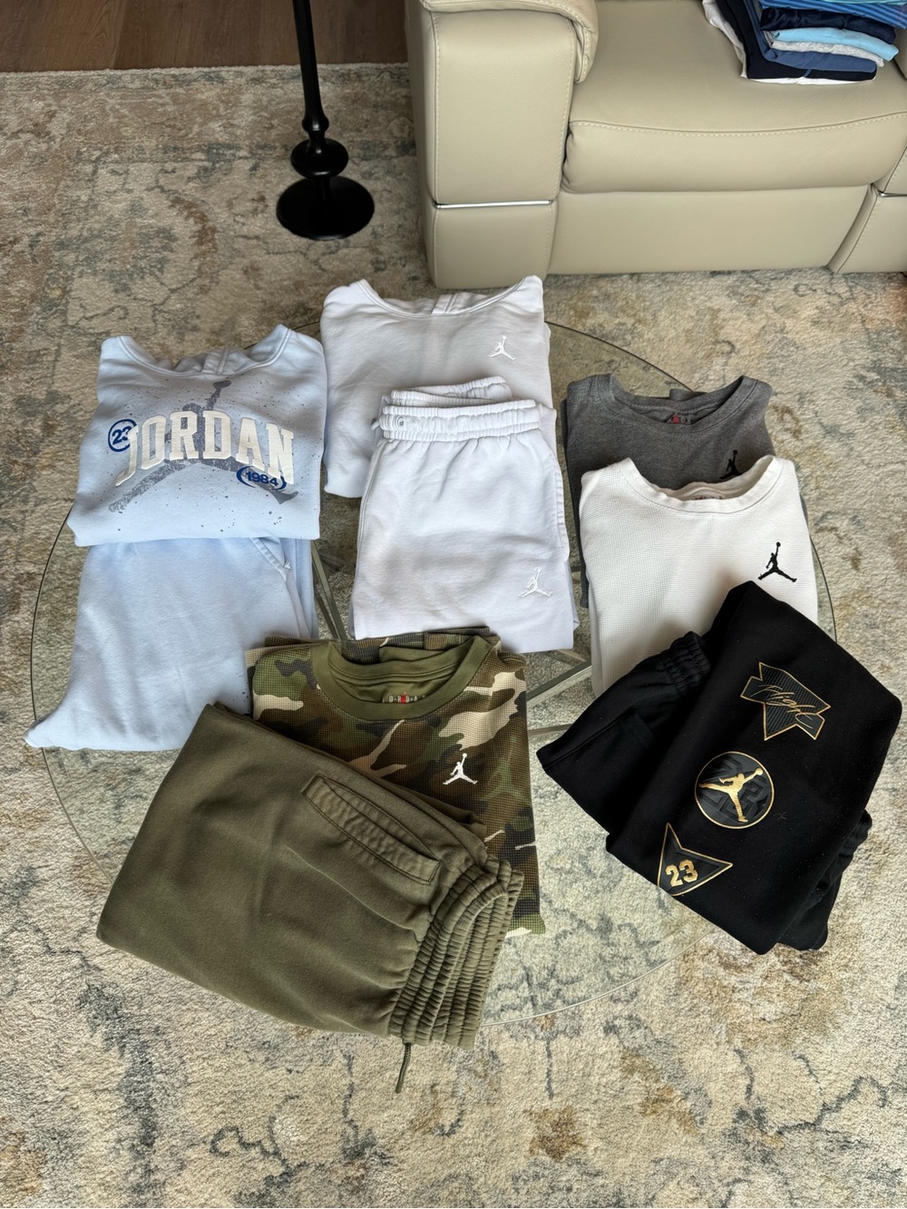 Jordan Kids White, Olive & Black Sweatshirt and Jogger Mix